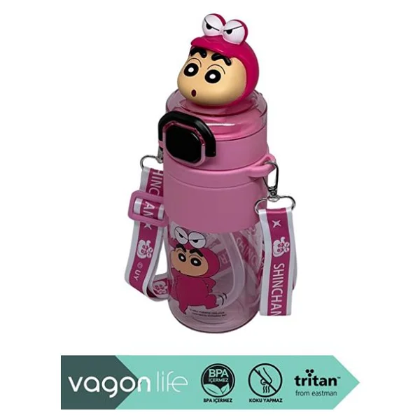 Vagonlife Vgn10016 Pembe 500 Ml Askılı Pipetli Matara - Görsel 3