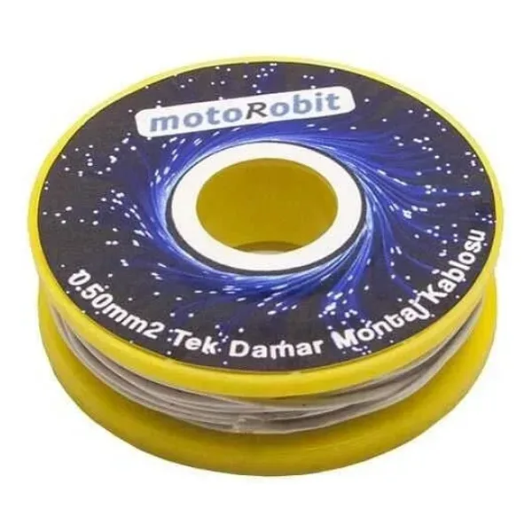 0.50 mm2 Beyaz Tek Damar Montaj Kablosu - 10 Metre