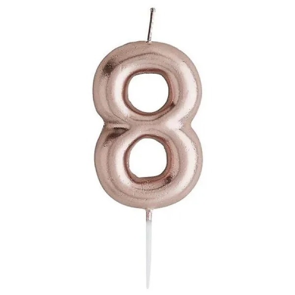 8 Yaş Rose Gold Rakam Mum