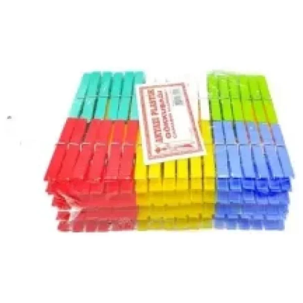 Akyazı Plastik Çamaşır Mandalı Rengarenk 144 Adet Kaliteli Plastik 1 cm x 7,5 cm Boyutlarında
