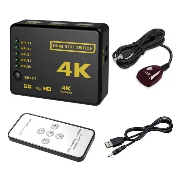Alfais 4775 4K Ultra HD 5 Port HDMI Switch