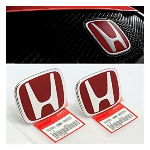 Autogp Honda Civic Uyumlu Panjur Ve Bagaj Logosu Arması Kırmızı Takım 2Li Set 2002 / 2006