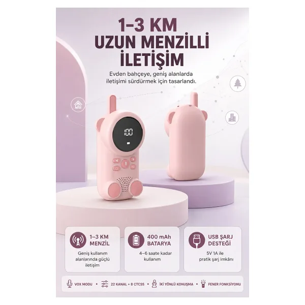 Bebek Telsizi LCD Ekran Vox Iki Yönlü Iletişim USB Şarj Hafif