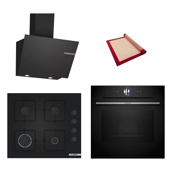Bosch Black Deluxe 3 Lü Ankastre Set 609 ( HBG7764B1- POP6C6P31O - DWK66PJ60T ) - 4d Hot Air - 3D Fry