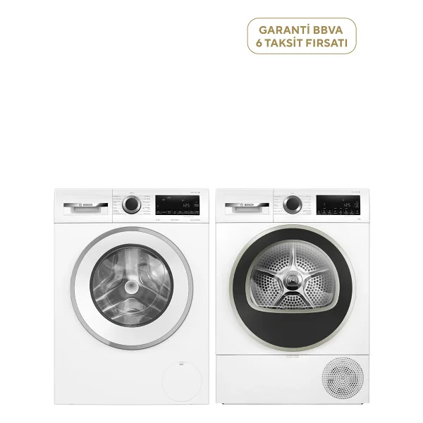 Bosch Wga242x3tr Serie 4 Çamaşır Makinesi 9 Kg + Wqa24201tr Kurutma Makinesi 9 Kg - Beyaz