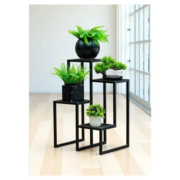 Bye Concept More DEKORATİF METAL 4 RAFLI SAKSILIK KATLI DİKEY SAKSI STANDI ÇİÇEKLİK BAHÇE VE BALKON DEKORU GARDEN