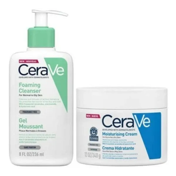 Cerave Köpüren Temizleyici 236 ml + Nemlendirici Krem 340 gr Kış Bakım Kiti