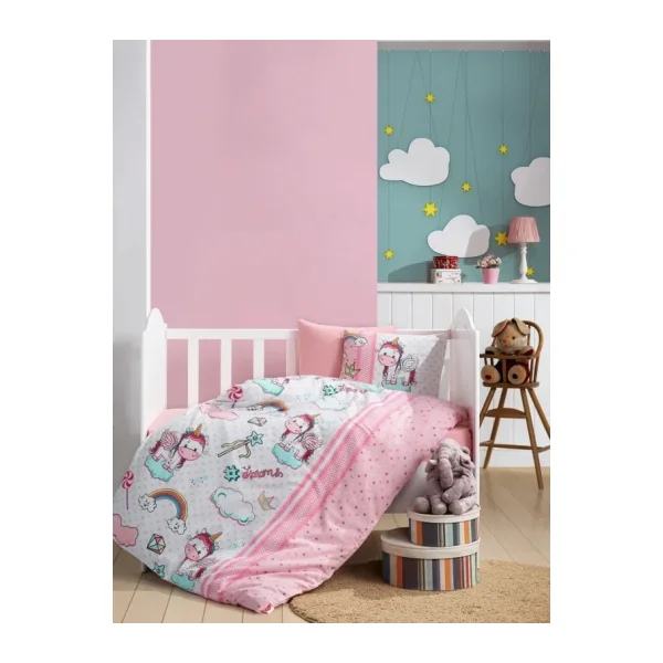 Cotton Box Flanel Bebek Nevresim Takımı Unicorn Pembe