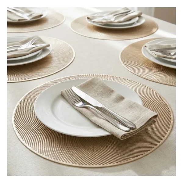 Deconox 6'lı Set Latte Desenli Plastik Amerikan Servisi, 38 cm - Yıkanabilir ve Silinebilir Yuvarlak Supla, Masa Servis Altlığı Takımı