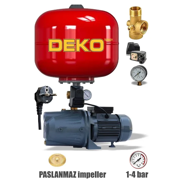 Deko Turkey Yüksek Performanslı İtalyan Paslanmaz Tanklı Jet Hidrofor Pompa Seti Otomatik Sistem 4 Katlı 4 Daire