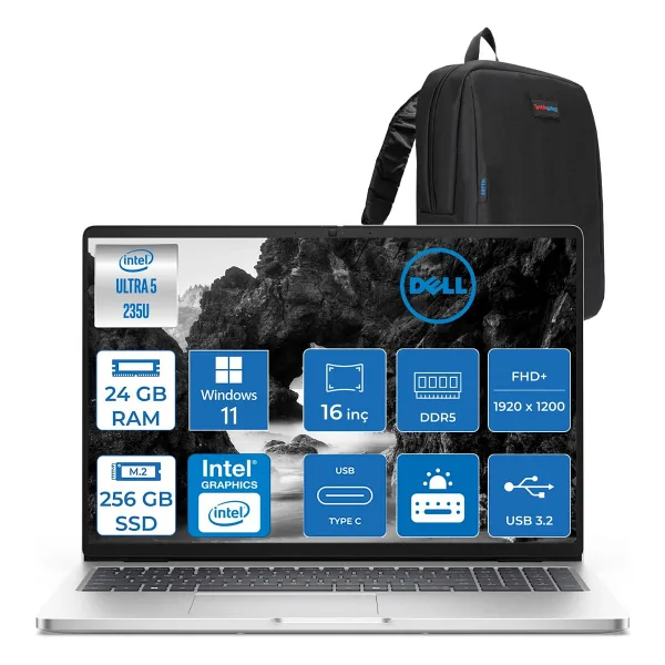 Dell Pro 16 PC16250235 Ultra 5 235U 24 GB 256 GB SSD Intel Graphics 16