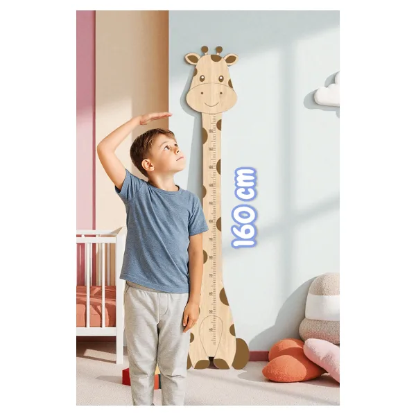 Demo Tasarım Zürafa Boy Cetveli Çocuk Odası Ahşap Duvar Dekoru Boy Ölçer