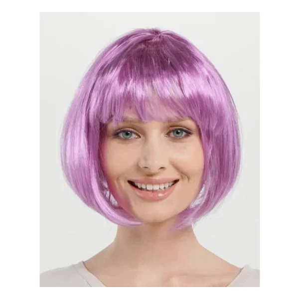 Düz Kesim Küt Parti Peruğu Rose Pembe