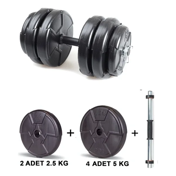Ecg Spor 1 x 25 kg Dambıl Seti Yerli Üretim - 2 Yıl Garantili ve Dayanıklı Ürün - Siyah