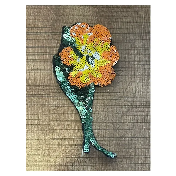Gönülden Tasarım 14x6 Cm Pul Payetli Çiçek Aplike Arma Yama