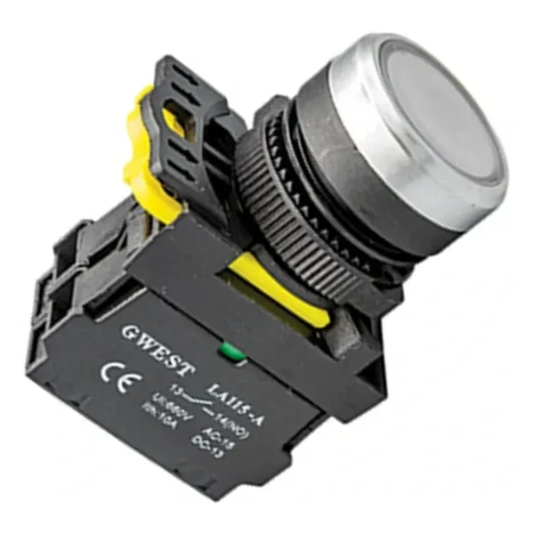 Gwest A5-31D-24 22mm Beyaz Led Işıklı Yaylı Start Buton 24V 1NO