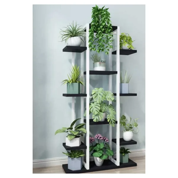 Hitit Dekorasyon Mion Metal/ahşap Saksılık&çiçeklik Siyah Beyaz