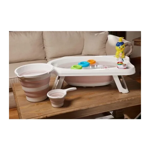 HOBBY LİFE Katlanır Bebek Küveti Seti 3'lü Pembe