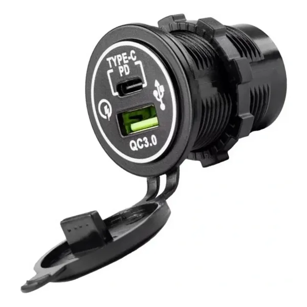 IC-266C-5 USB3.0 + Type-C Pano Tipi Çakmaklık Soketi 12-24V