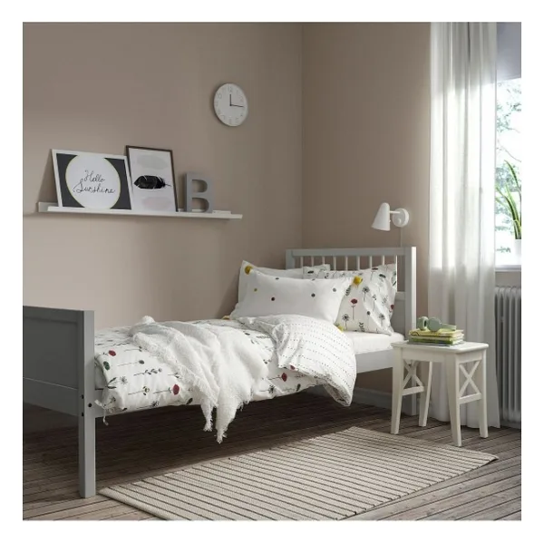 Ikea Tek Kişilik Karyola, Açık Gri, 90 x 200 cm Masif Ahşap - 90 x 200 cm