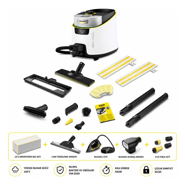 Karcher Sc 5 Deluxe Signature Line Profesyonel Max Set 2200W 4 Bar Profesyonel Buharlı Temizlik Makinesi - Vapohydro Fonksiyonlu Sıcak Su Püskürtme Özelliği - Kimyasalsız %99.99 Bakteri Öldürücü