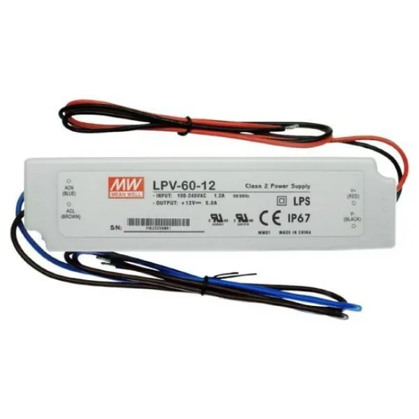 Meanwell Lpv-60-12 60w 12v 5a Sabit Voltaj Led Driver İp67