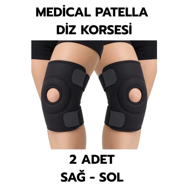 Medical Patella Destekli Diz Korsesi İkili Sağ Sol Çapraz Bağ Menisküs Ağrısı Için Sporcu Dizlik