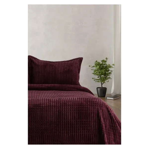 Merinos Modern Line Tek Kişilik Battaniye Seti - 150 x 220 cm - Bordo
