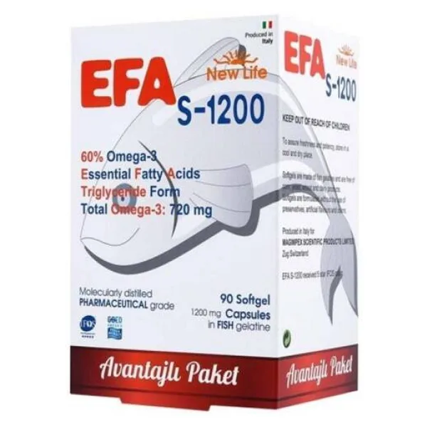 New Life Efa S-1200 Omega 3 Balık Yağı 90 Kapsül