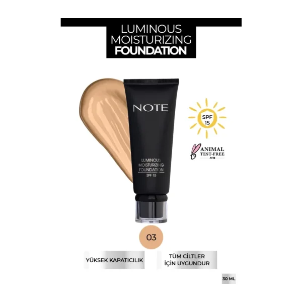 Note Luminous Moisturizing SPF 15 03 Medium Beige 35 ml Likit Fondöten