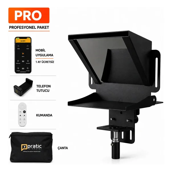 Pratic Prompter Pratic Teleprompter - (Kumanda + Çanta) (Yerli ve Milli Ürün & Yazılım)