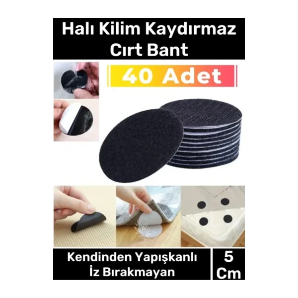 Premium Halı Kilim Sabitleyici Koltuk Kaydırmaz Kendinden Yapışkanlı Yıkanabilir 40 Adet Cırt Bant