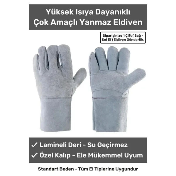 Premium Yanmaz Yüksek Isıya Sıcaklığa Dayanıklı Kaynak Yangın Su Geçirmez Çok Amaçlı Deri Eldiven