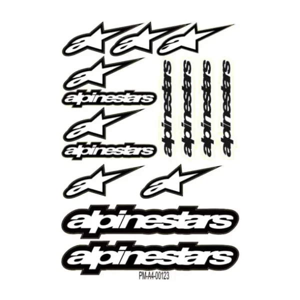 PROMOT SPONSOR ALPİNESTARS TASARIMLI EKİPMAN A4 EBATI KASK GRENAJ MOTORSİKLET STİCKER SETİ 01