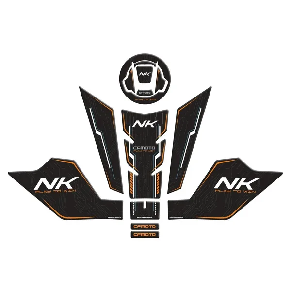 Redline Grafik Cf Moto NK 250 2023 Uyumlu Tank Pad Seti Turuncu Siyah Redlinegrafik