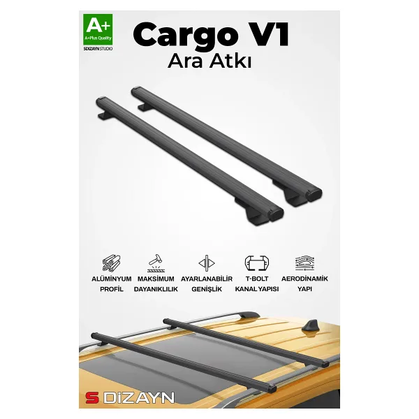 S-Dizayn VW Passat B7 Variant S-Bar Cargo V1 Ara Atkı Tavan Taşıyıcı Barı Siyah 130 Cm 2010-2014 A+ Kalite