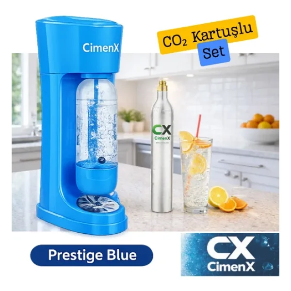 Soda Makinesi - Blue Edition Cimenx Soda Maker - Soda Kartuşlu Set