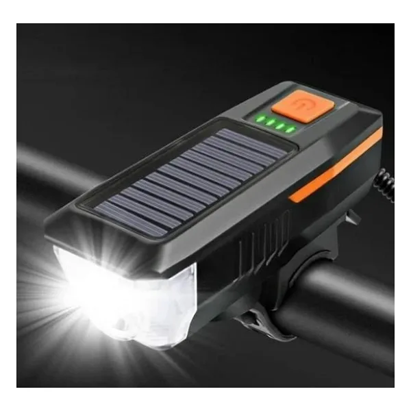 Solar Enerjili, Usb Şarjlı Bisiklet Ön Far, Korna