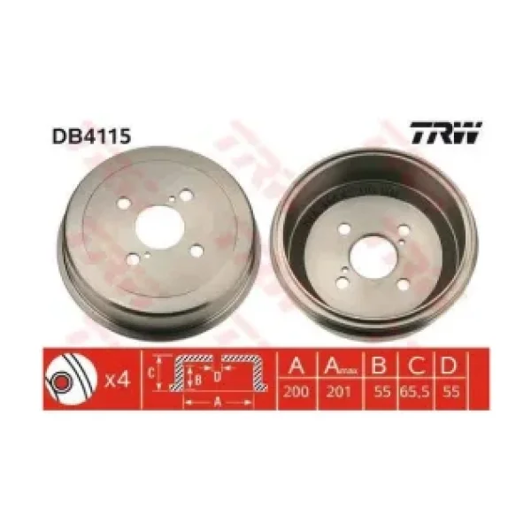 Trw Db4115 Arka Fren Kampanası Toyota Corolla 1.6 1993-2002 200x4 Ae 101 Ae 111 4243112130