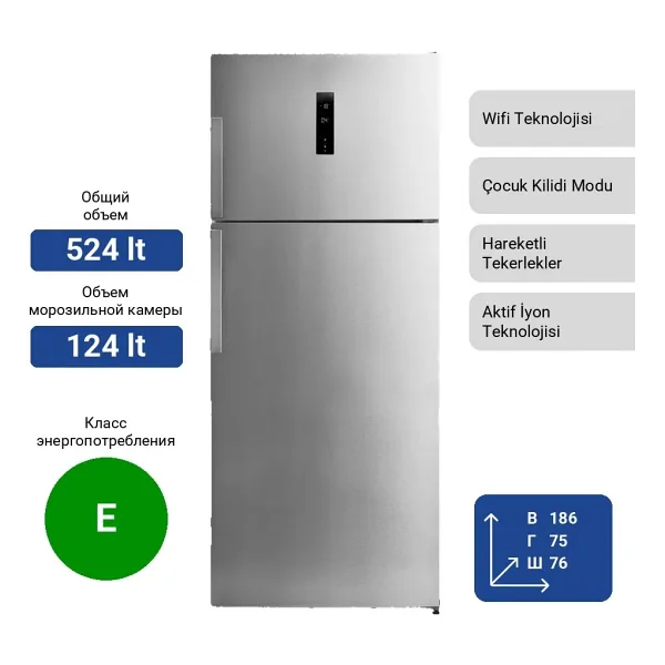 Vestel NF60012 EX ION WIFI No Frost Çift Kapılı Buzdolabı