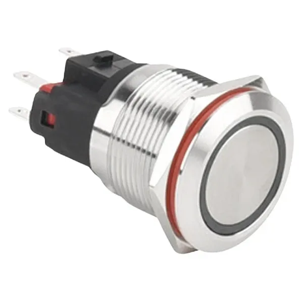 WD22E-P1Z-E 22mm Düz Anahtarlı Işıklı Metal Buton - Beyaz