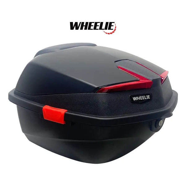 WHEELIE XT01-FS 32 Litre Motosiklet Arka Çanta Buzlu Siyah Parlak Su Geçirmez ABS Çift Kilitleme Üniversal