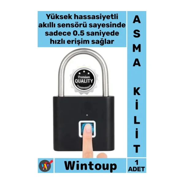 Wintoup #kilit Biyometrik Su Geçirmez Hızlı Kapı Dolap Valiz Mini Akıllı Parmak Izi Ile Çalışan Asma Kilit - Renkli