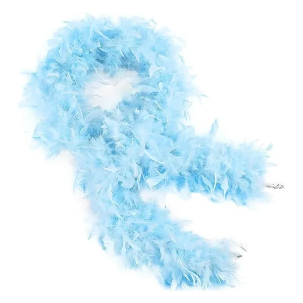 Açık Mavi Renk Kabarık Kalın Otriş Boa Tüy 6 Cm Genişlik 180-200 Cm Uzunluk