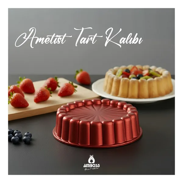 Amboss Ametist Kırmızı 26 cm Döküm Tart Kalıbı