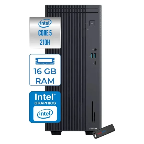 Asus Expertcenter P500MV Intel CoreTM Ultra 5 210H 4.8ghz Aı 16GB Ddr5 2tb SSD Intel Intel Graphics WIN11PRO Mini Tower Masaüstü Bilgisayar C52108512B0DP04+ZETTAUSBBELLEK
