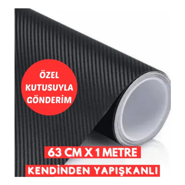 AUTOFOLYO 3d Siyah Karbon Fiber Folyo 63 Cm X 1 Metre Kaplama Folyosu