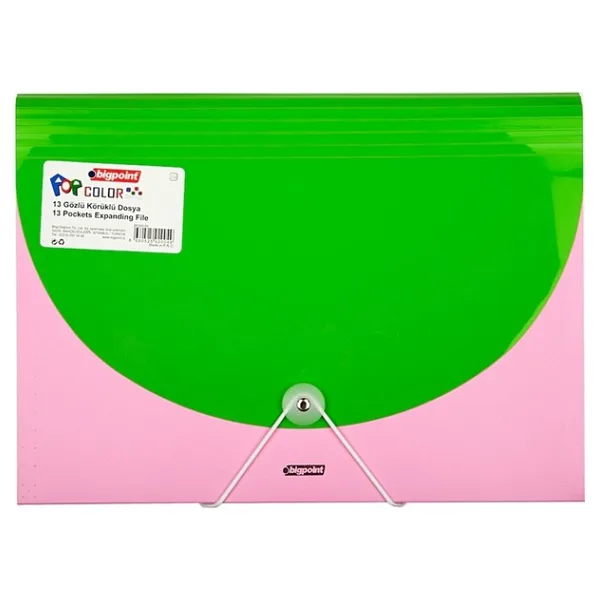Bigpoint Koruklu Dosya 13 Ceplı A4 Pop Yesıl & Pembe