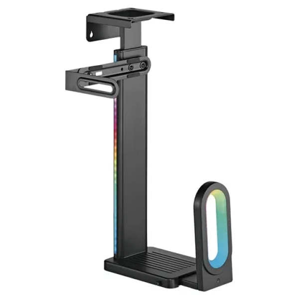 Brateck RGB Aydınlatmalı Kolay Kurulum Masa Altı-Duvar Destekli Siyah Kasa Tutucu (CPB-26R)