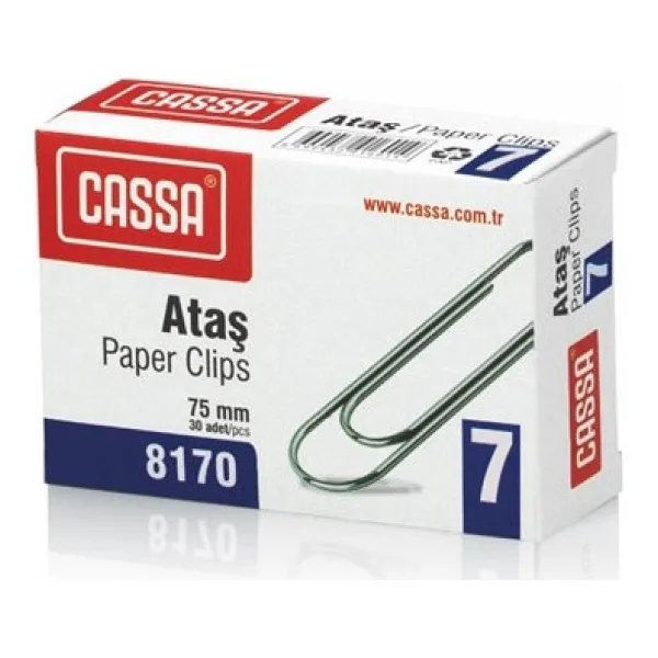 Cassa Ataş Nikel Kaplı 30 Adet 75 mm Boyutunda Dayanıklı ve Paslanmaz Renkli Ataç